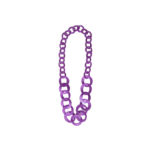 Seventies Acetate Necklace with Round Links Mauve