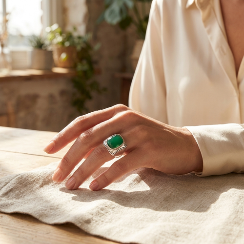 Chevalière Frida en Onyx Vert