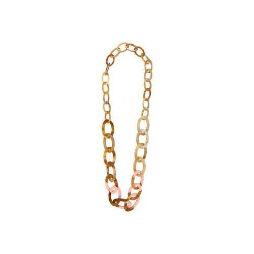 Kara long necklace in pink amber acetate