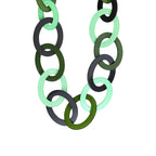 Lucy long necklace in light green, dark green and black acetate