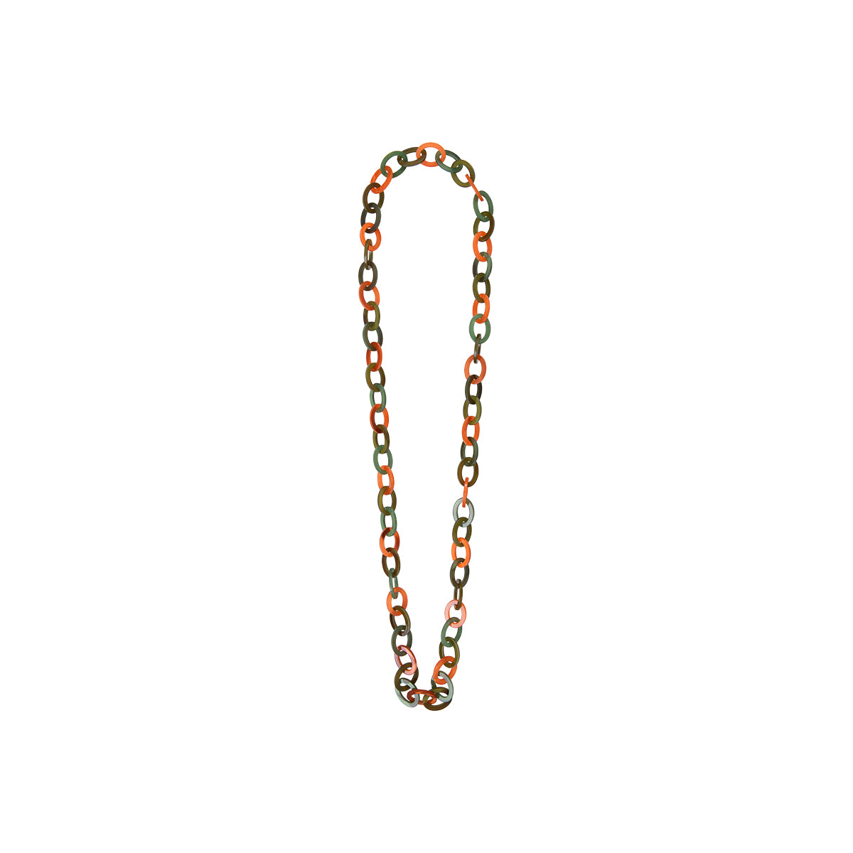 Sautoir Nova en acétate orange, vert, olive