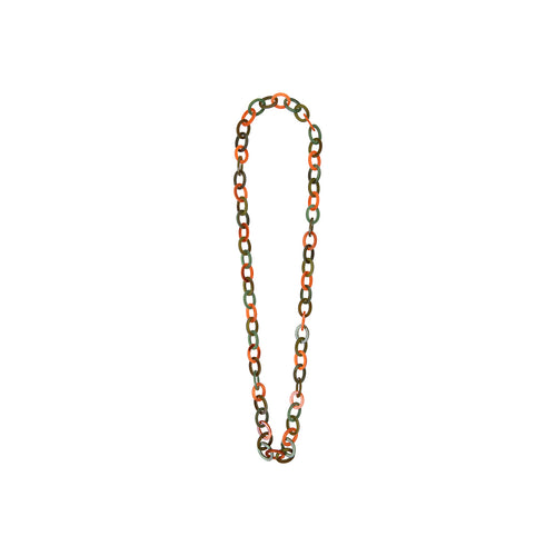 Sautoir Nova en acétate orange, vert, olive